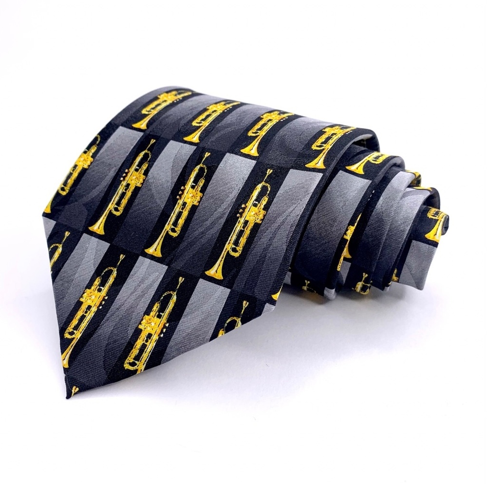 Fratello Tie Trumpet Pattern Black/Gray New